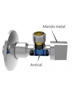 Válvula de escuadra 1/2" 3/8" anticalcárea (mando metálico) 2