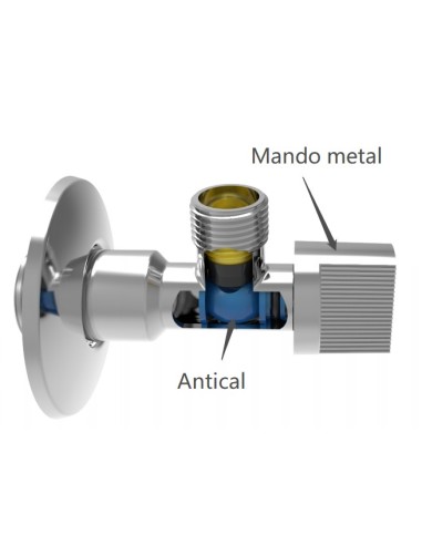 Válvula de escuadra 1/2" 3/4" anticalcárea (mando metálico)-Fontanería-Eurodrill S.L.