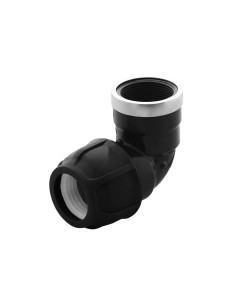 Codo 90º rosca hembra con refuerzo inox PE