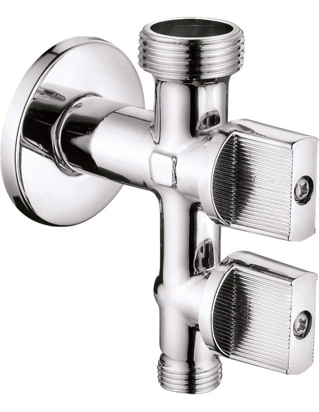 Válvula lavadora-lavabo vertical 1/2"x3/4"x3/8" (mando metal)