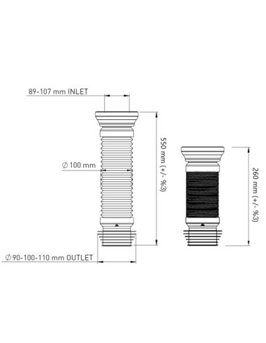 Manguito extensible inodoro 260 a 550 mm-Fontanería-Eurodrill S.L.