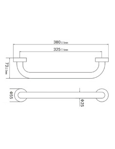 Barra 325 mm, INOX, mate, fijación inox 2