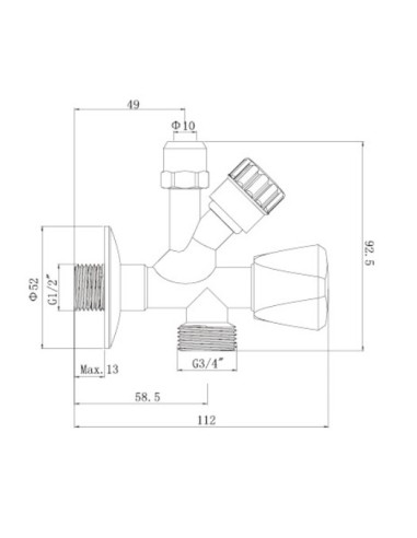 Válvula lavadora-lavabo 1/2" x 3/4" x 3/8"-Fontanería-Eurodrill S.L.