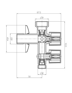 Válvula lavadora-lavabo vertical 1/2"x3/4"x3/8" (mando... 2